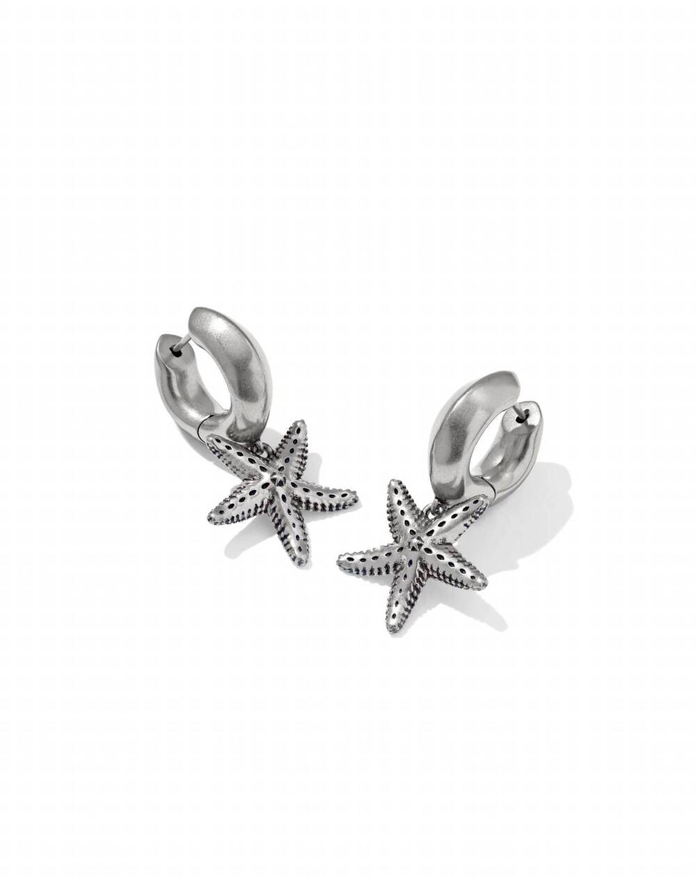 NEW KENDRA SCOTT women's parker starfish huggie earrings in vintage silver